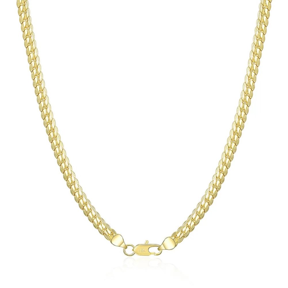Stunning 20 Inch Snake Bone / Sideways Necklace, 18k. Yellow Gold - Picture 4 of 6